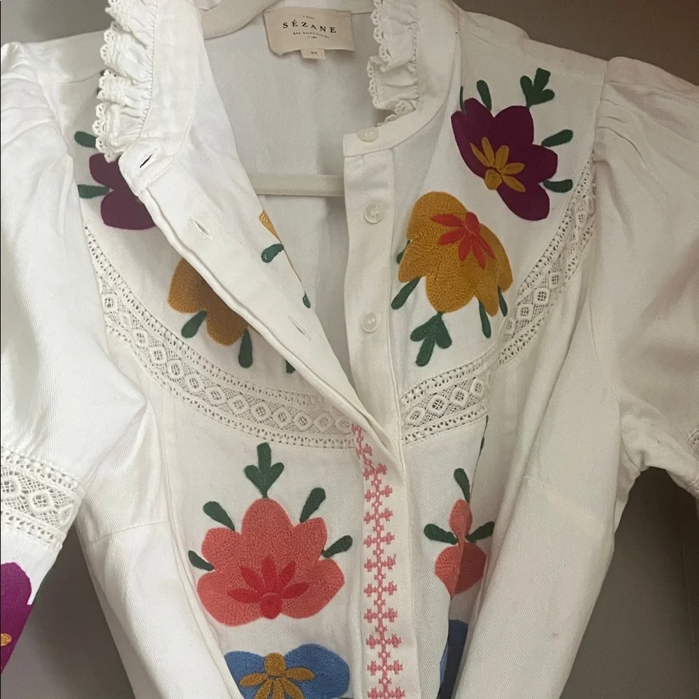 Sezane White Floral Embroidered Dress - Picture 4 of 4